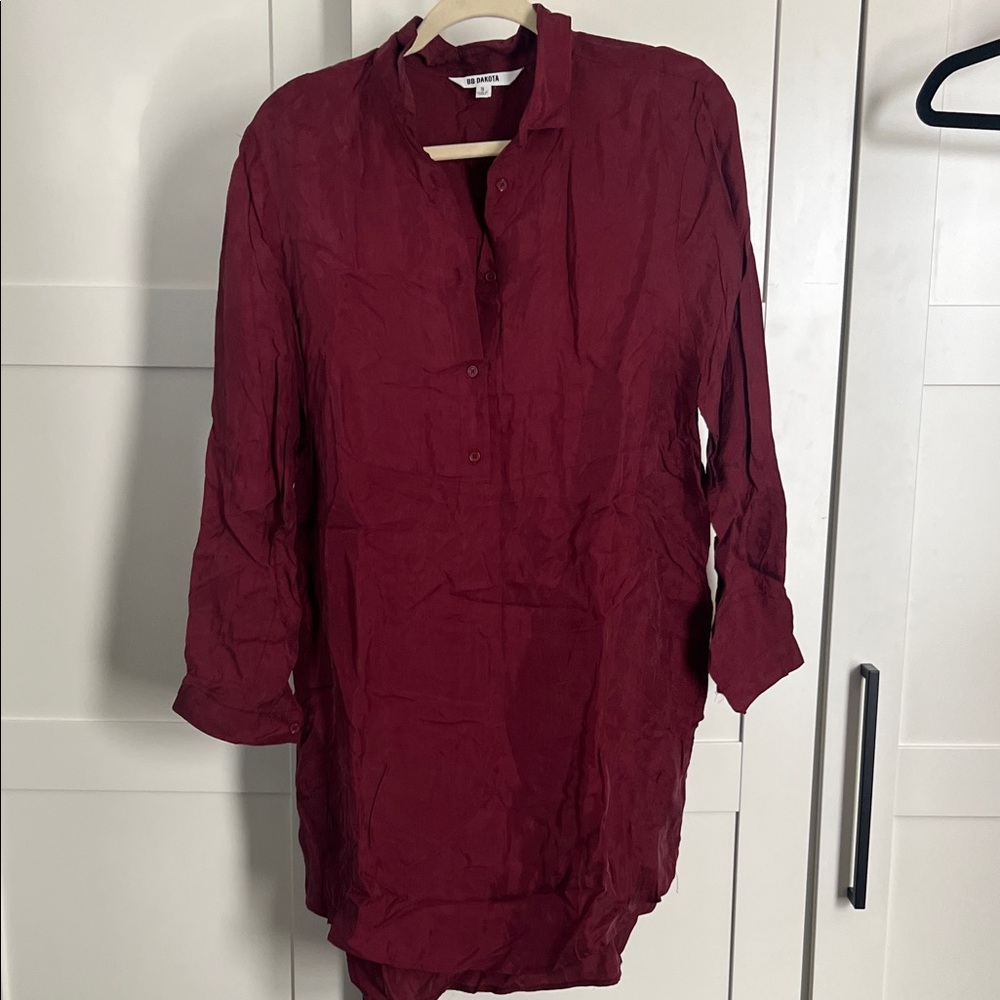 BB Dakota Deep Red Silky Blouse